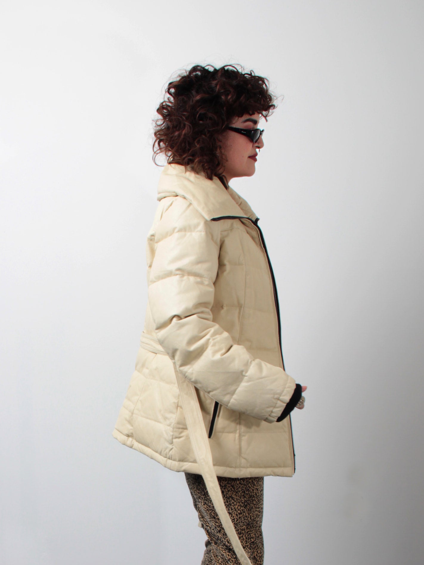 DANIER OFF WHITE PUFFER LEATHER JACKET Boomie Vintage